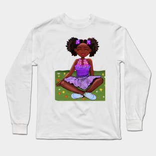 Anime girl Summer sunshine Princess Cute black girl Melanin Afro African American Long Sleeve T-Shirt